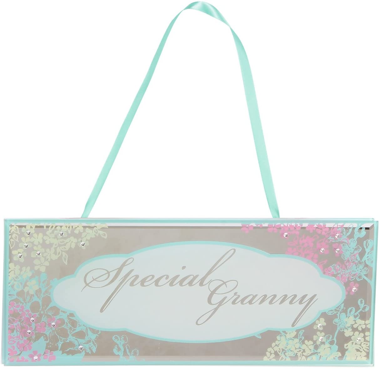 Special Granny Glass Pretty Floral Mirrored Hanging Plaque RRP £9.99 CLEARANCE XL £3.99